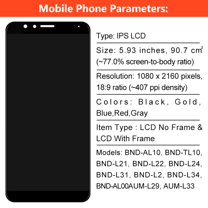 Nouveau 5.93 "Pour Huawei Honor 7X Affichage BND-AL1 BND-TL1 BND-L21 Écran Tactile Numériseur Pour L'honneur 7X LCD BND-L22 AL00