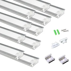 10-Pack 6.6FT 2M wpuszczany pasek kanał aluminiowy dyfuzor, szafka do wina szafa etui na książki wbudowany profil LED mleczna pokrywa Track