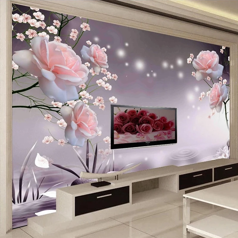 Custom 3D Wall Mural Modern Rose Flowers Wallpaper Living Room TV Sofa Bedroom Romantic Home Decor Papel De Parede Sala Frescoes