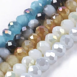 10 Strands (Approx 1000pcs ) 6x4mm Dark Sea Green Imitation Faceted Abacus Electroplate Glass Beads Spacer Loose Bead Hole: 1mm