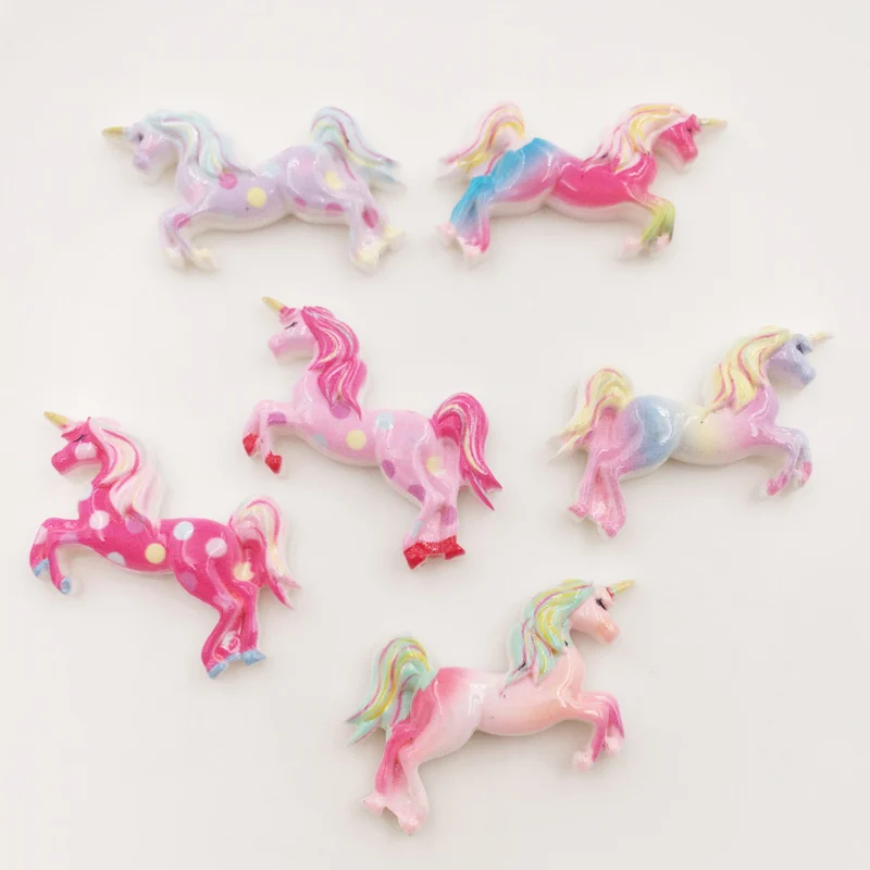 12pcs Lovely Resin 3D Colorful Unicorn Flatback Cabochon Figurine Stone Embellishments Applique DIY Wedding Scrapbook Craft G29