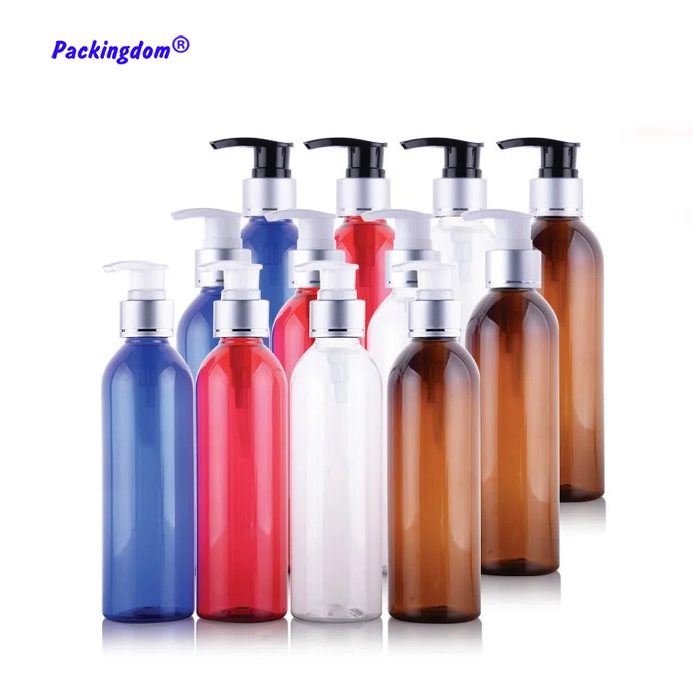 

10pcs Lotion Bottles Empty Shampoo Dispenser 250ml Bright Silver Foil Neck with Beak Mouth Emulsion Gel Container Travel Bottle