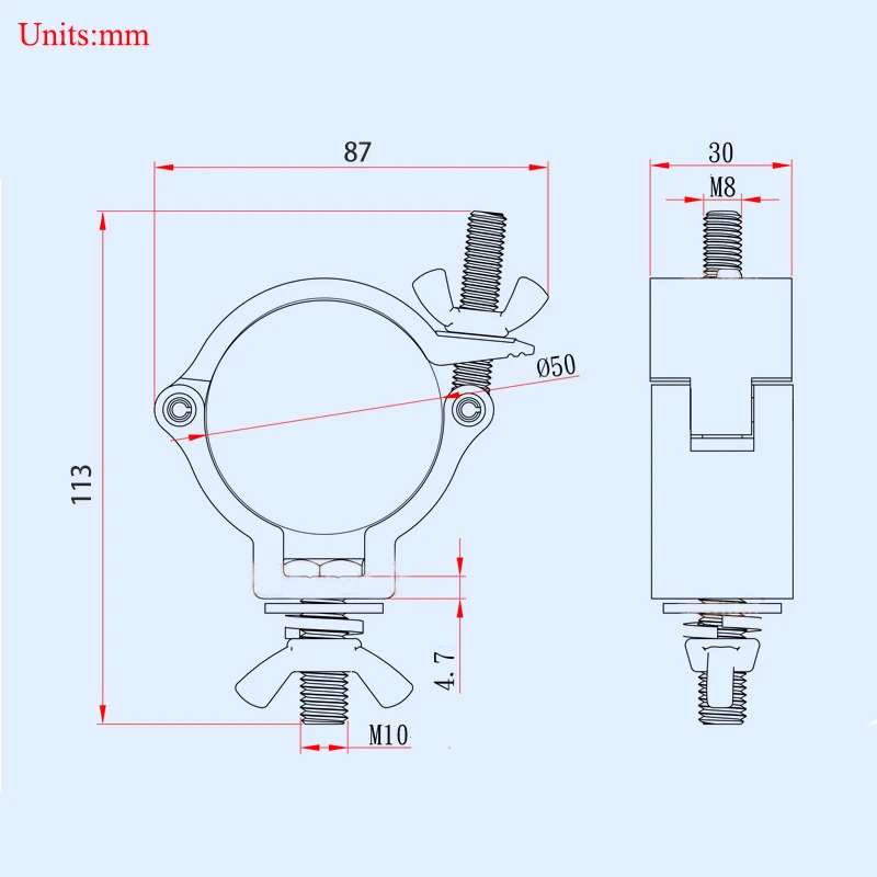 10 sztuk stopu aluminium światła sceniczne zacisk wieszaki haczyki wspornik ruchome reflektory hak heatre zestaw oświetlenia 48-51mm 100kg