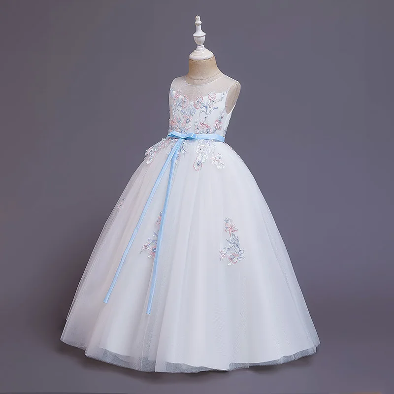 2022 Girls Dress Flower Girl Wedding Dress Kids Birthday Party Princess Dress for Girls Long Ball Gown Children Clothing 3-12 Y