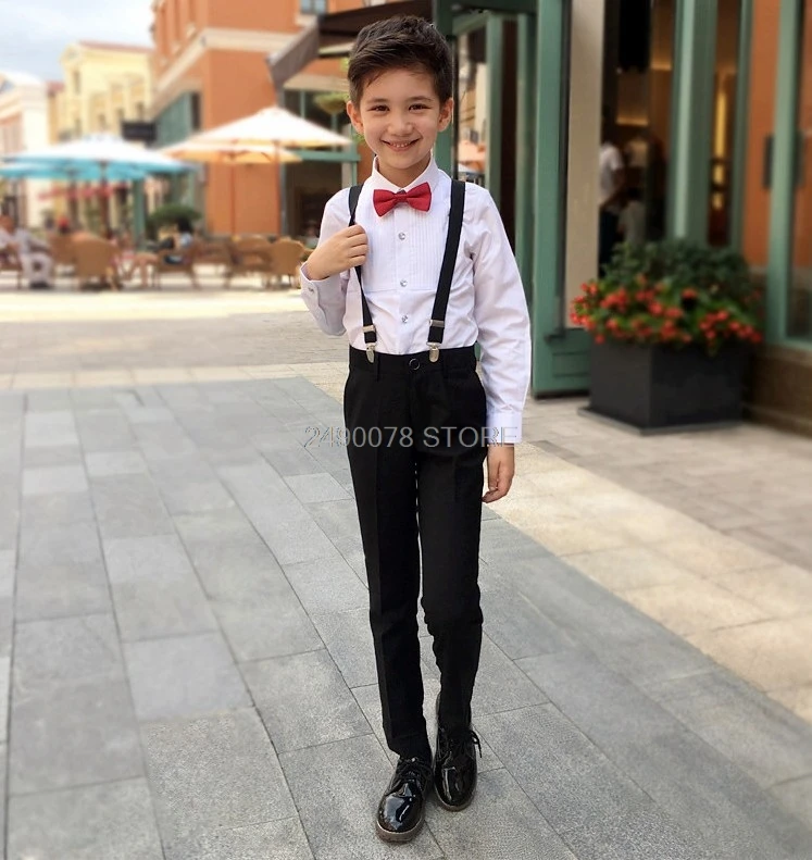 Trousers For Boys Student Straight Pants With Free Suspender Teenagers School Uniforms for Children Clothes 3-16 Years Vestidos