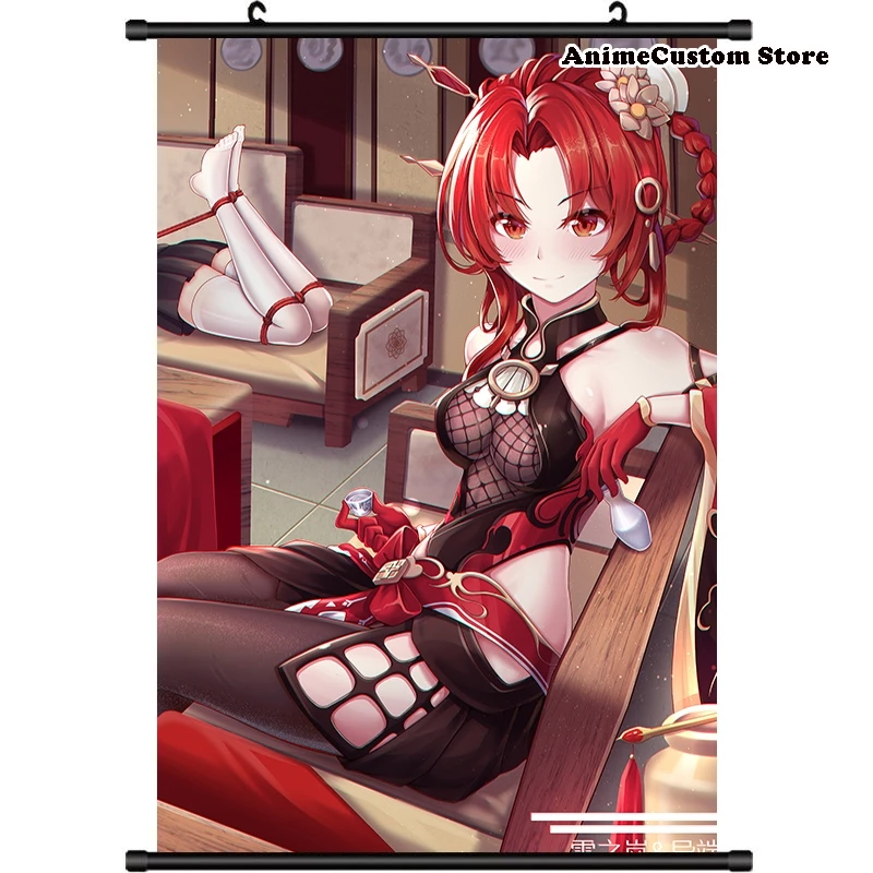 Anime Honkai Impact 3 Murata Himeko HD Wall Scroll Roll Painting Poster Hang Poster Home Decor Collectible Decoration Art Gifts