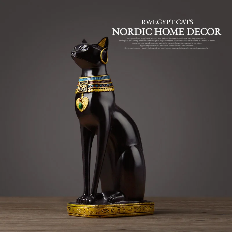 

vintage Egyptian Cat resin craft home decor Modern Baster goddess god pharaoh figurine statue for table ornaments Gift WJ526