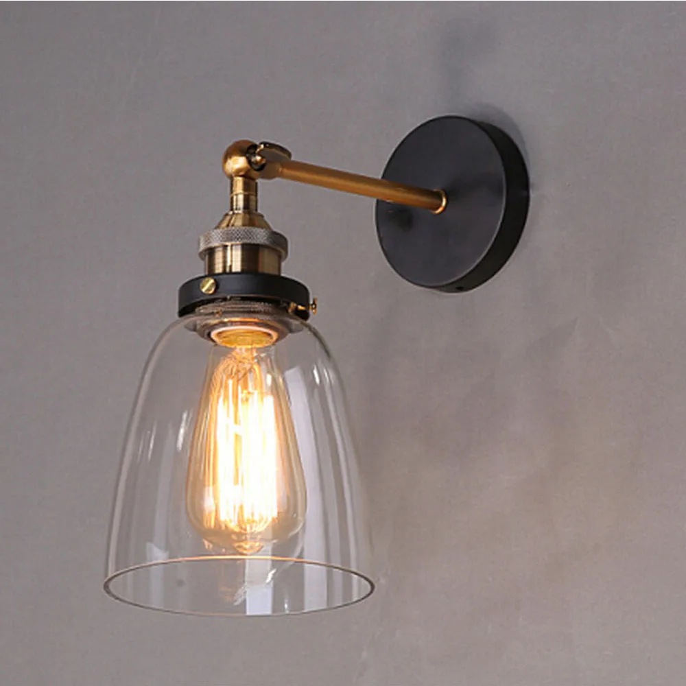 Indoor Wall Sconce E27 Vintage Industrial Lamp Glass Shade Wall Light Lighting Kitchen Dining Living Room Bedroom Restaurant Bar