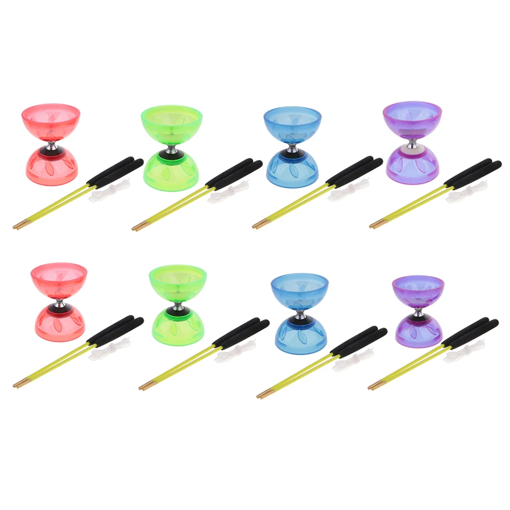 Triple Diabolo Bearings with Sticks Rope Set  Rubber Toys