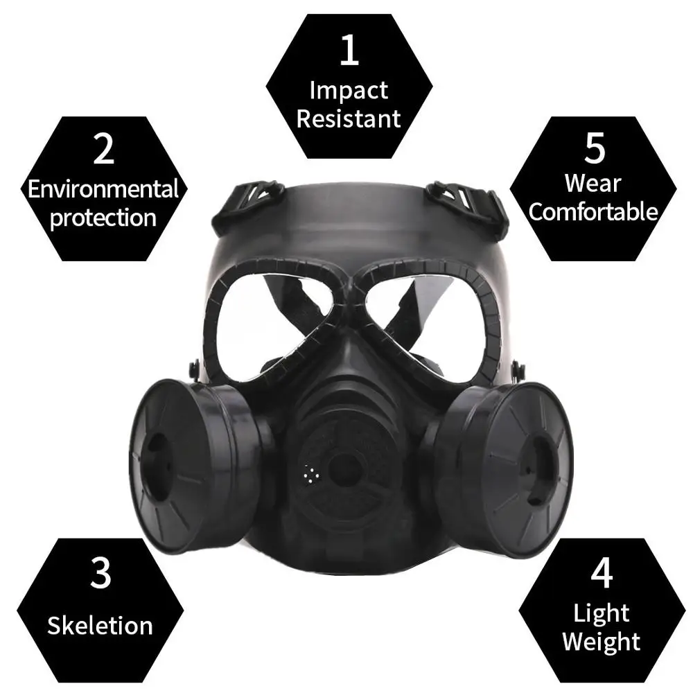 Tactical Airsoft CS outdoor Game Paintball Match Face Gas mask protective Gas Masks Respirator With Filter Exhaust Fan flow air