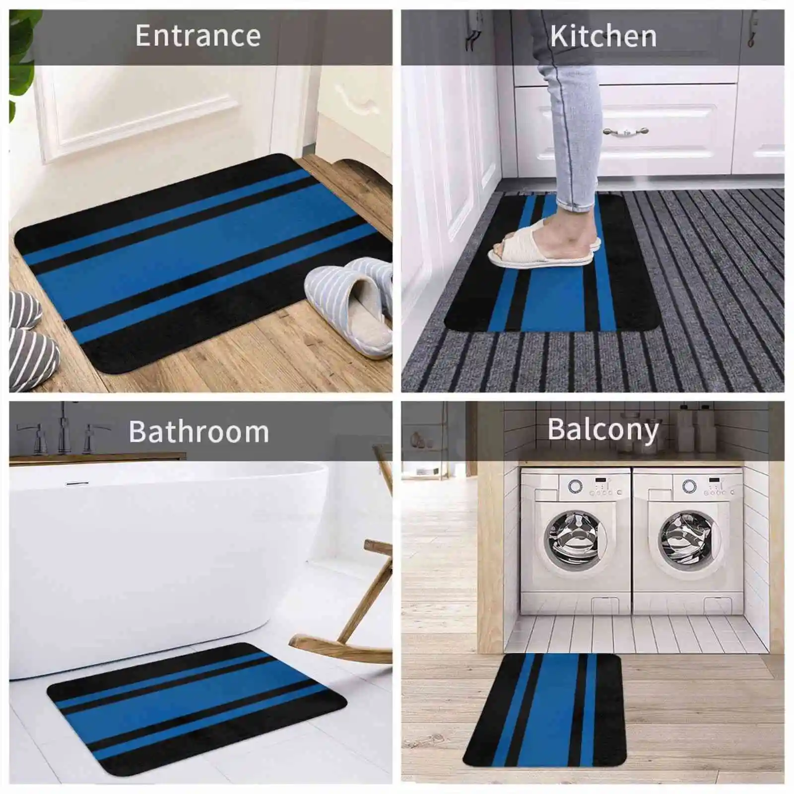 Black & Blue Power Stripe Soft Cushion Home Carpet Door Mat Car Rug White Wildcats Football Royal Blue Colts Middle Tennessee image 5