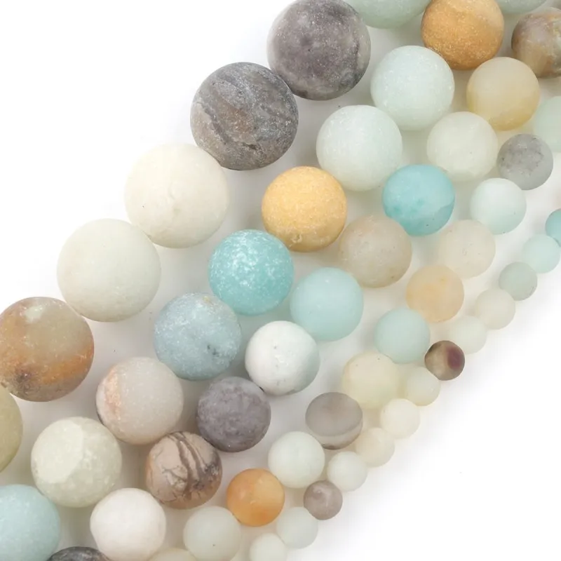 Natural Matte Colorful Amazonite Stone Beads Round Loose Spacer Beads For Jewelry Making Diy Bracelet 15\