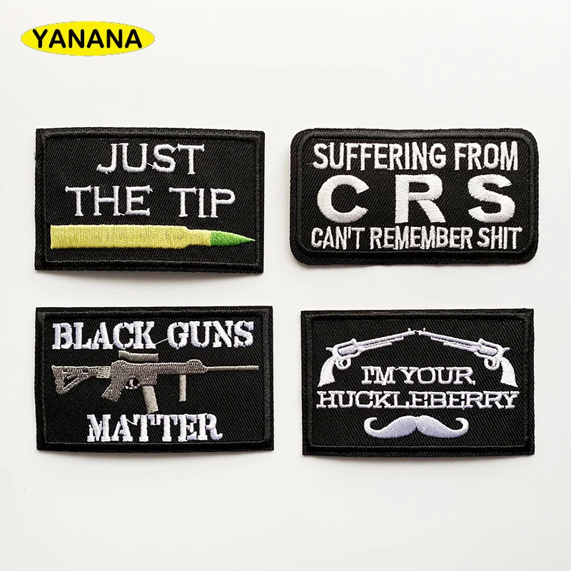 

gun bullet Badges Embroidered for Clothing DIY Stripes Applique Clothes Stickers Iron on Creative Badges Parches