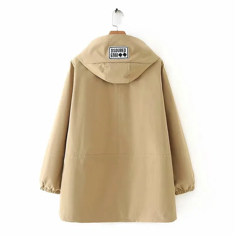 Spring Autumn Women Trench Coats Outerwear Long Sleeve Hooded Windbreaker Slim Plus size Casual Tops Female Basic Coat 5XL