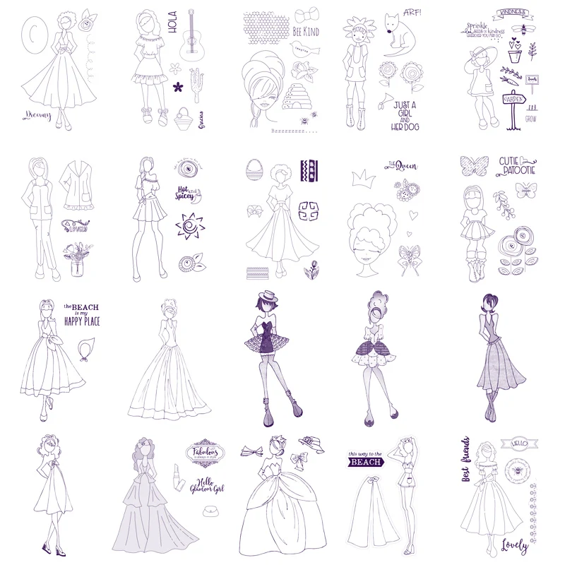 New Stamps Serise Dolls Stamp Various Dolls Girls Silicone Clear Stamps Stamps for DIY Scrapbooking Crafts Cards Tags Making