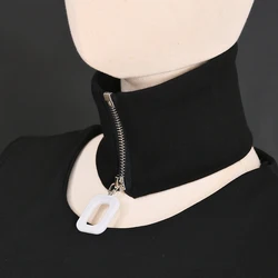 Cuello de lana con cremallera para hombre y mujer, bufanda cálida a rayas con pechera de Cachemira, cuello falso grueso y elástico para ciclismo, invierno, T51