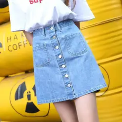 Denim Skirt Women's Summer High Waist Spring A- Line Skirt Woman Skirts Mujer Faldas Saias Mulher