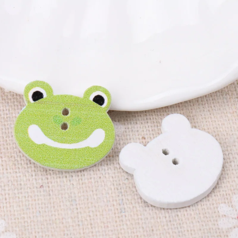 Button accessories for children\'s clothes Cartoon Animal  Wooden Buttons Botones Handmade Accessories Decoration  20mm 20pcs