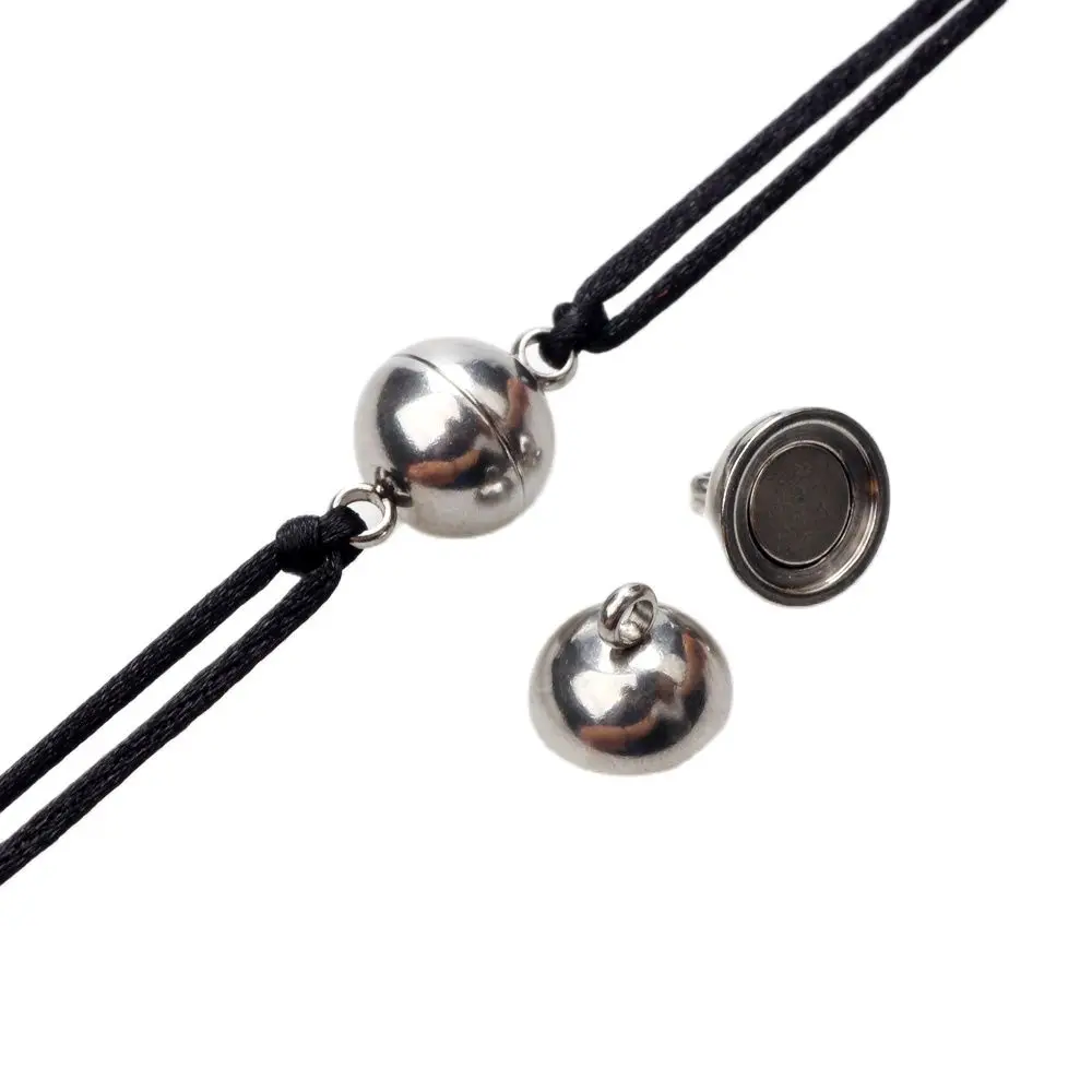 2Set/LOT Stainless Steel Never Fade Round Shape Strong Magnetic Clasps Leather Cord Bracelet/Necklace Buckle DIY Jewelry Making