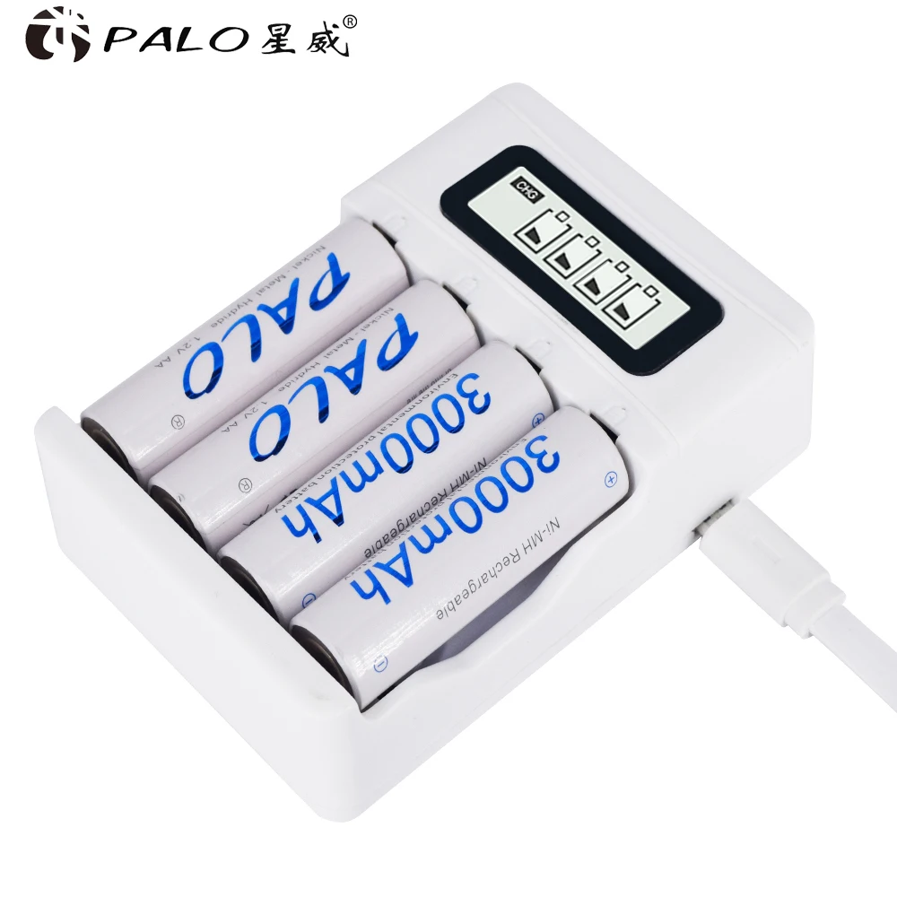 Palo 4-16pcs AA Rechargeable Battery 1.2V 3000mAh NI-MH Nimh Ni Mh High Capacity Rechargeable AA Batteries for Camera Toy Car