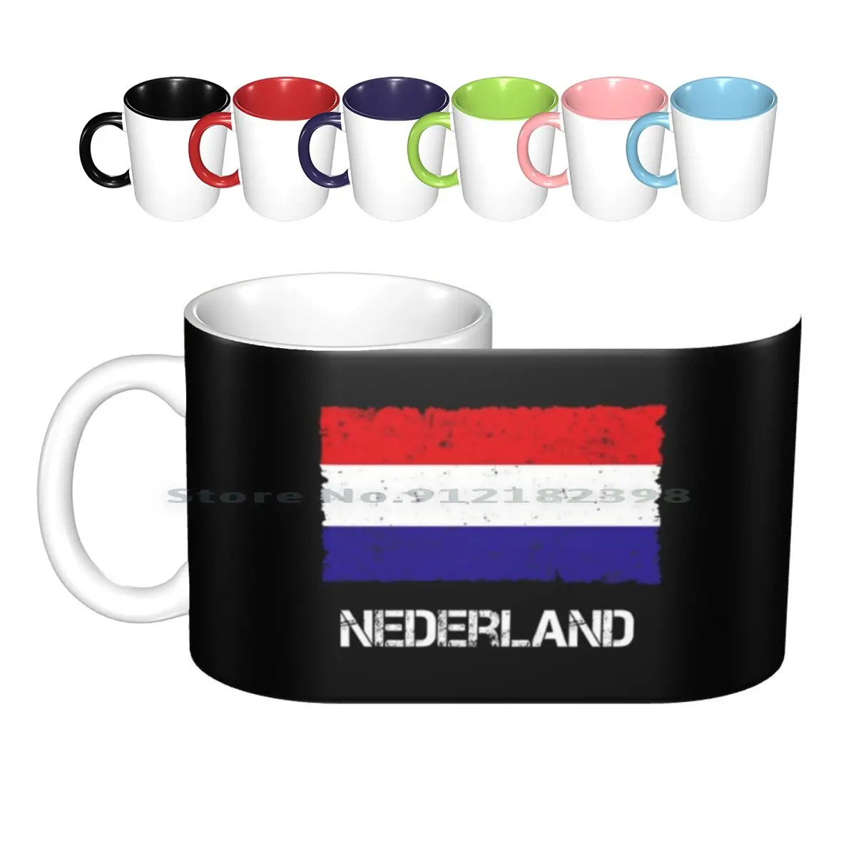 Netherlands Vintage Flag Used Look Ceramic Mugs Coffee Cups Milk Tea Mug Idea Flag Ancestry Motherland Origin Home Banner