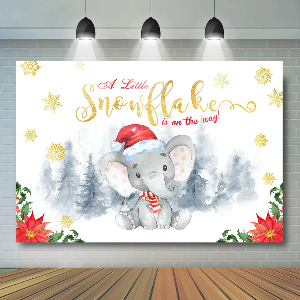 Christmas Photography Baby shower Elephent  Christmas tree Backdrop Forest On the way  Photo Booth Flower Decorations Photobooth