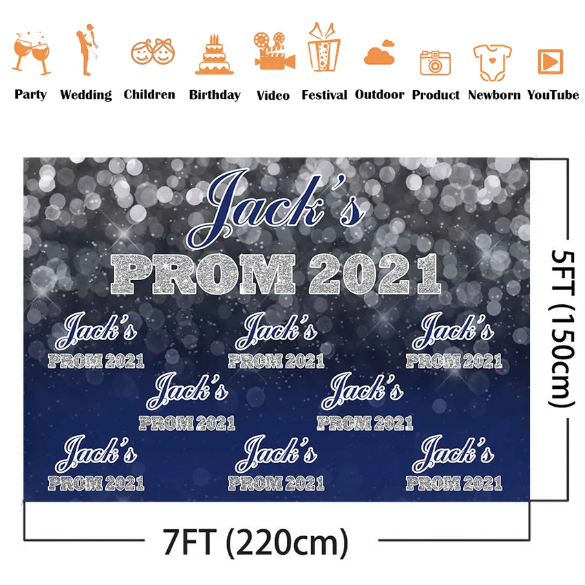 2K21 Выпускной День Рождения Выпускной фон синий и серебряный боке фон для фотостудии, класс 2021 поздравивечерние