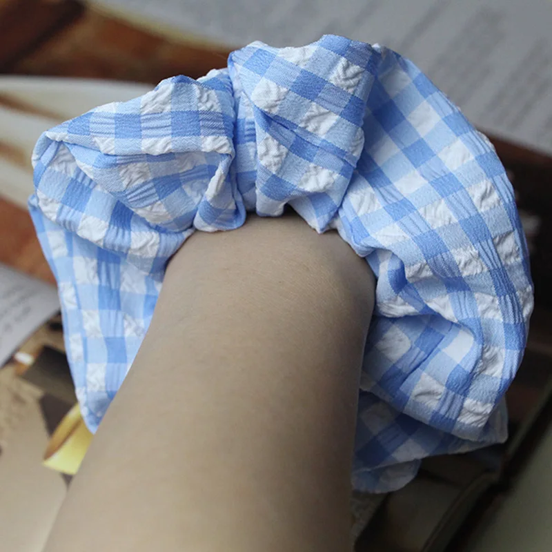 2021 PC Vintage Scrunchie Stretch Headband Dot Plaid Scrunchies Women Elastic Hair Bands Girls Hair Ties Cotton Hair Accessories