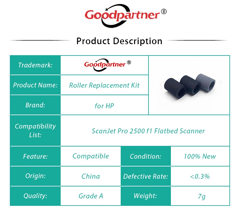 10X L2748A L2747-60001 Roller Replacement Tire Kit for HP ScanJet Pro 2500 f1 Flatbed Scanner