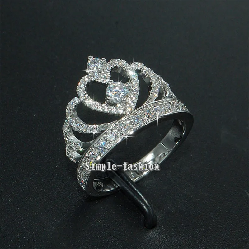 Queen Corona Anello di Diamante Reale 925 Gioielli in argento di Lusso di Fidanzamento Wedding band Anelli per Le Donne Da Sposa Partito accessori