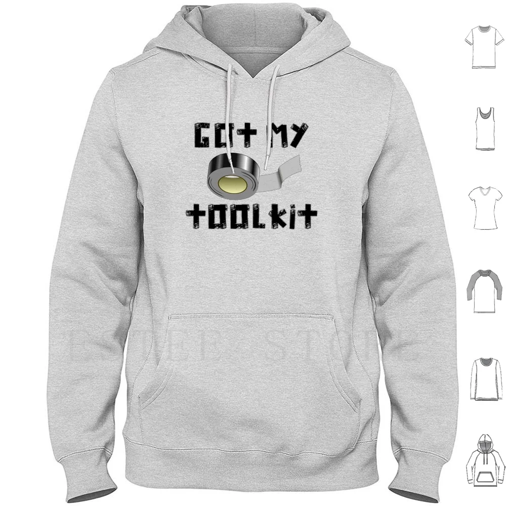 

Got My Toolkit Hoodie Long Sleeve Duct Tape Gaffer Crew Stage Stagehand Black Electrical