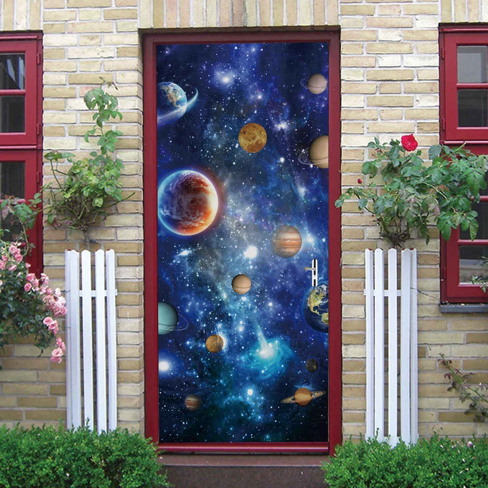 Children Door Stickers For Kids Room Girls Boys Bedroom Cartoon Custom Nursery Decals Self-adhesive Wallpaper PVC Photo Poster