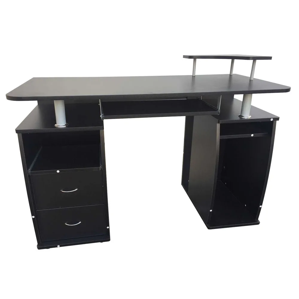 Integrated Melamine Board Computer Desk with Drawers Black  Office Table  Computer Table PC Desk (120 x 55 x 75)cm