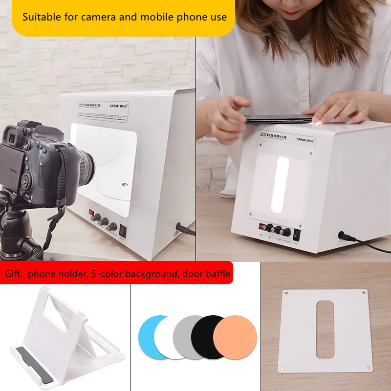 SANOTO Mini Photo Studio Photography Light Box Softbox Built-in Rotating Turntable For Jewelry Photography Video 3D Scanning