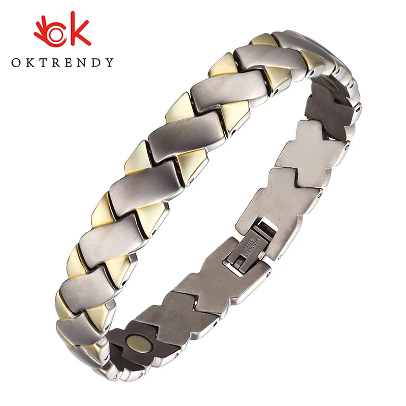 Twisted Healthy Magnetic Bracelet for Women Power Therapy Magnets Magnetite Bracelets Bangles Men Health Care Jewelry Titanium