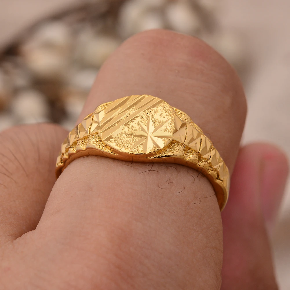 Dubai African Small  Gold Color Rings for Women Girls Arabian Middle East Jewellery Ring  Woman Mama Best Gifts