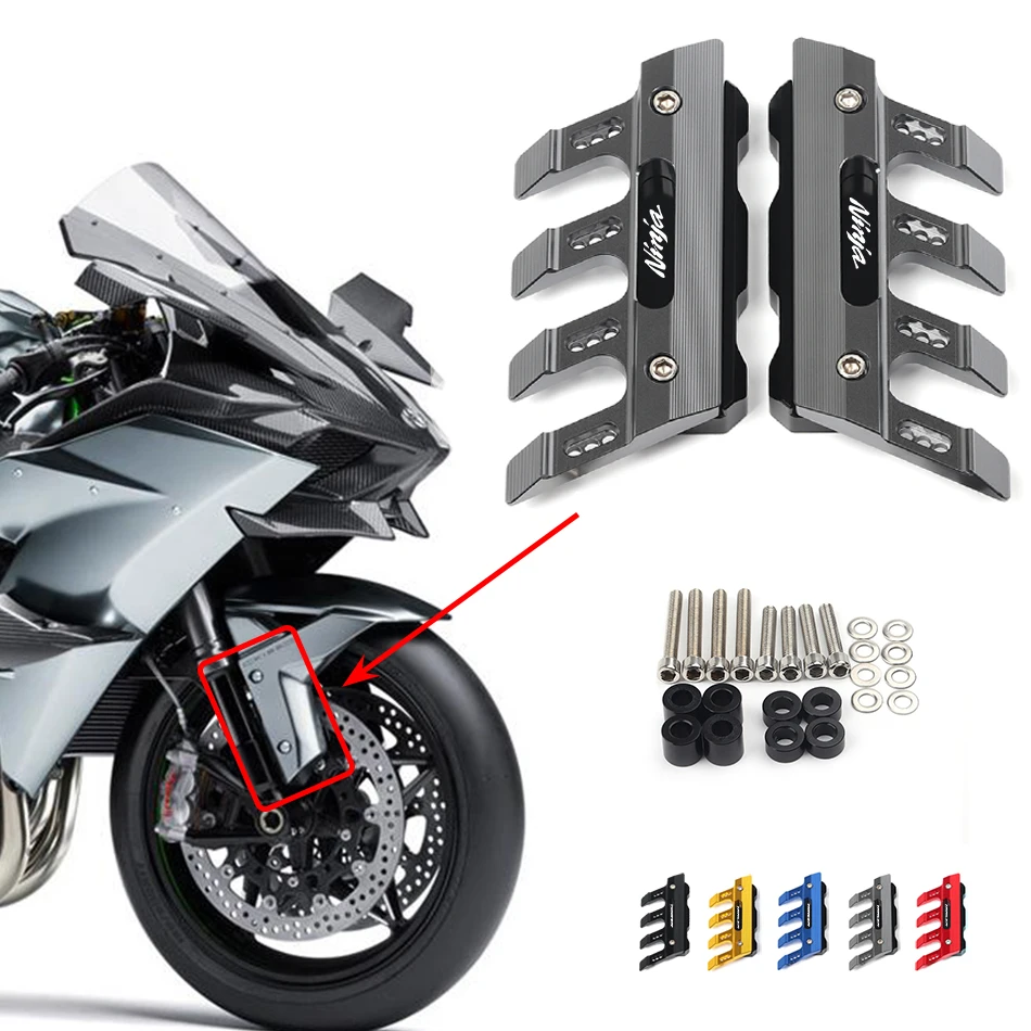 For Kawasaki Ninja H2 H2R Z400 Motorcycle Mudguard Front Fork Protector Guard Block Front Fender Anti-fall Slider Accessories