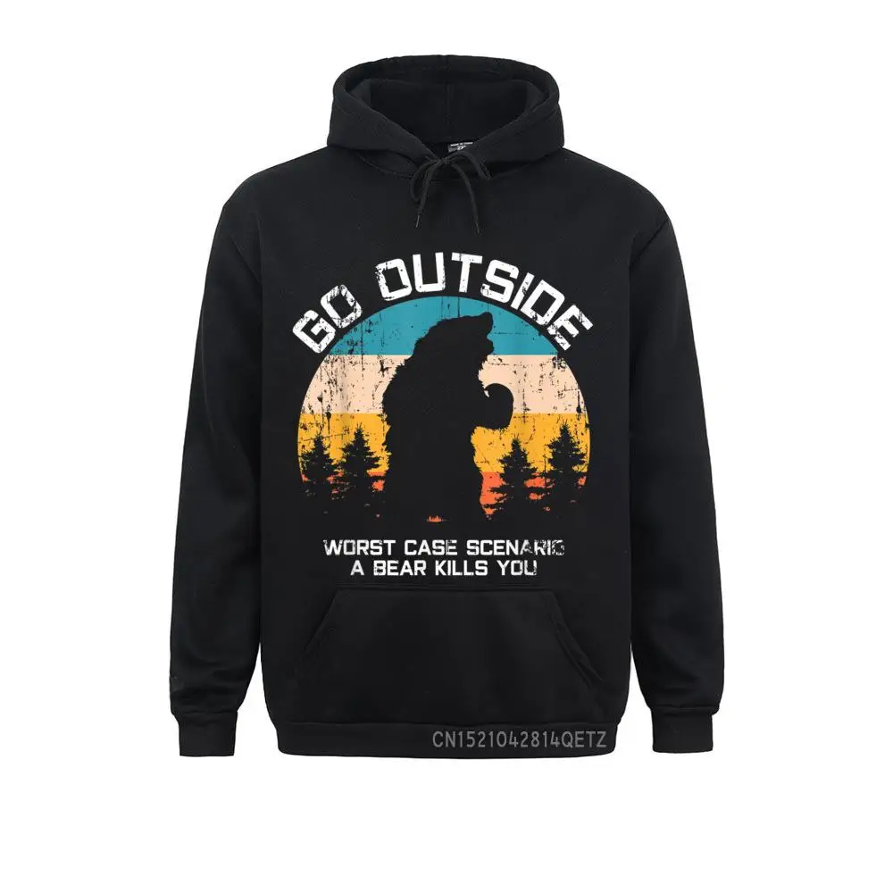 Funny Animal Go Outside Get Eaten By Bear Chic High Quality Mens Sweatshirts Long Sleeve Hoodies Gift Hoods