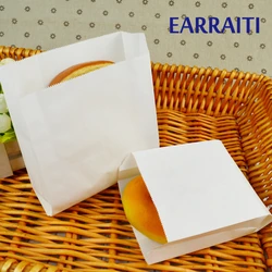 100PCS White Kraft Paper Bag Food Oil Proof French Fries Fried Chicken Bread Hamburger Burrito Paper Bags Takeout Food Wrapping