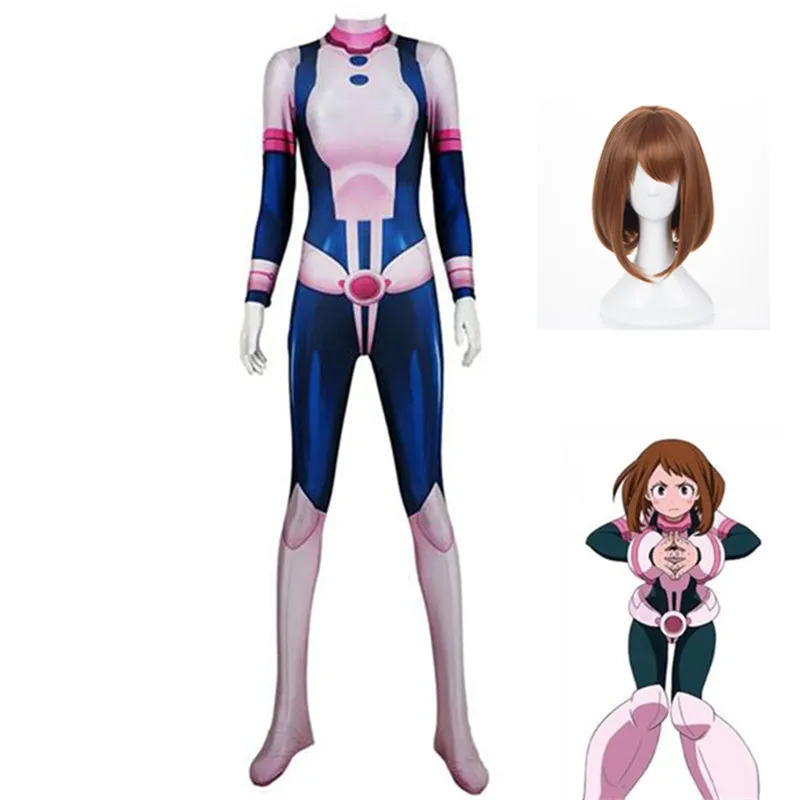 Anime Mein Hero Cosplay Kostüm Boku Keine Ochaco Uraraka Halloween Phantasie Ball Anzug Strampler Für Frauen