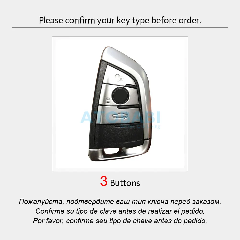 Leather Car Key Case For BMW 1 2 3 4 5 6 7 Series GT3 GT5 M5 M6 X1 X2 X3 X4 X5 X6 3 Buttons Smart Remote Control Protector Cover