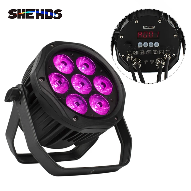 SHEHDS Waterproof LED Par 7x18W RGBWA+UV Lighting High Quality Outdoor IP65 DMX Effect Stage Lights Professional Stage DJ Disco