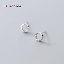 La Monada Circle Earings Studs 925 Sterling Silver Fine Jewelry Minimalist Beautiful Stud Earrings For Women Silver 925 Korean