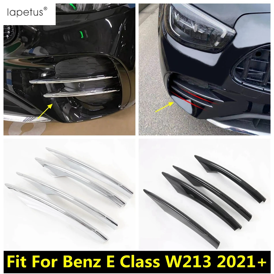 Front Fog Lamp Light Strip Air Intake Grille Slat Cover Trim For Mercedes Benz E Class W213 2021 2022 2023 Chrome Accessories