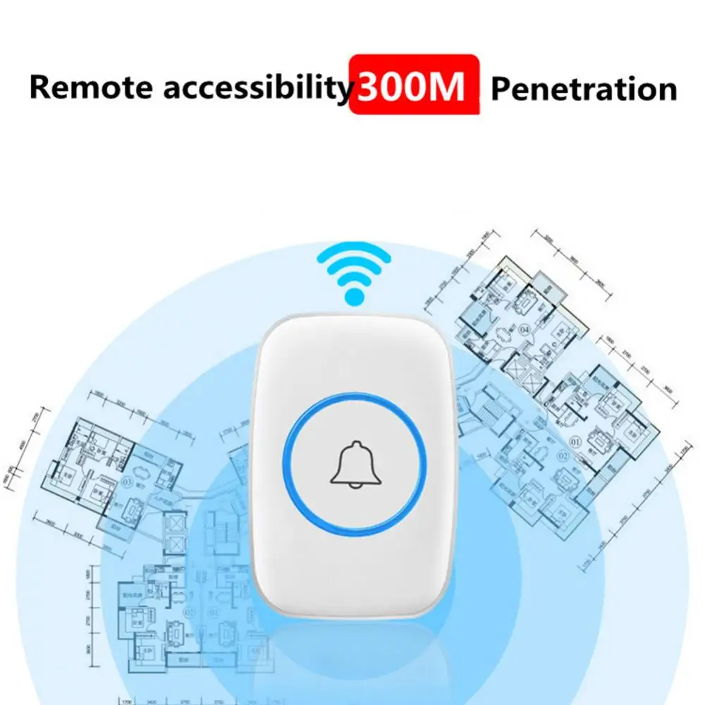 A10 Waterproof Wireless Doorbell 300m Remote Door Chime Plug-in Button Ring Alarm Door Bell campainha sem fio дверной звонок