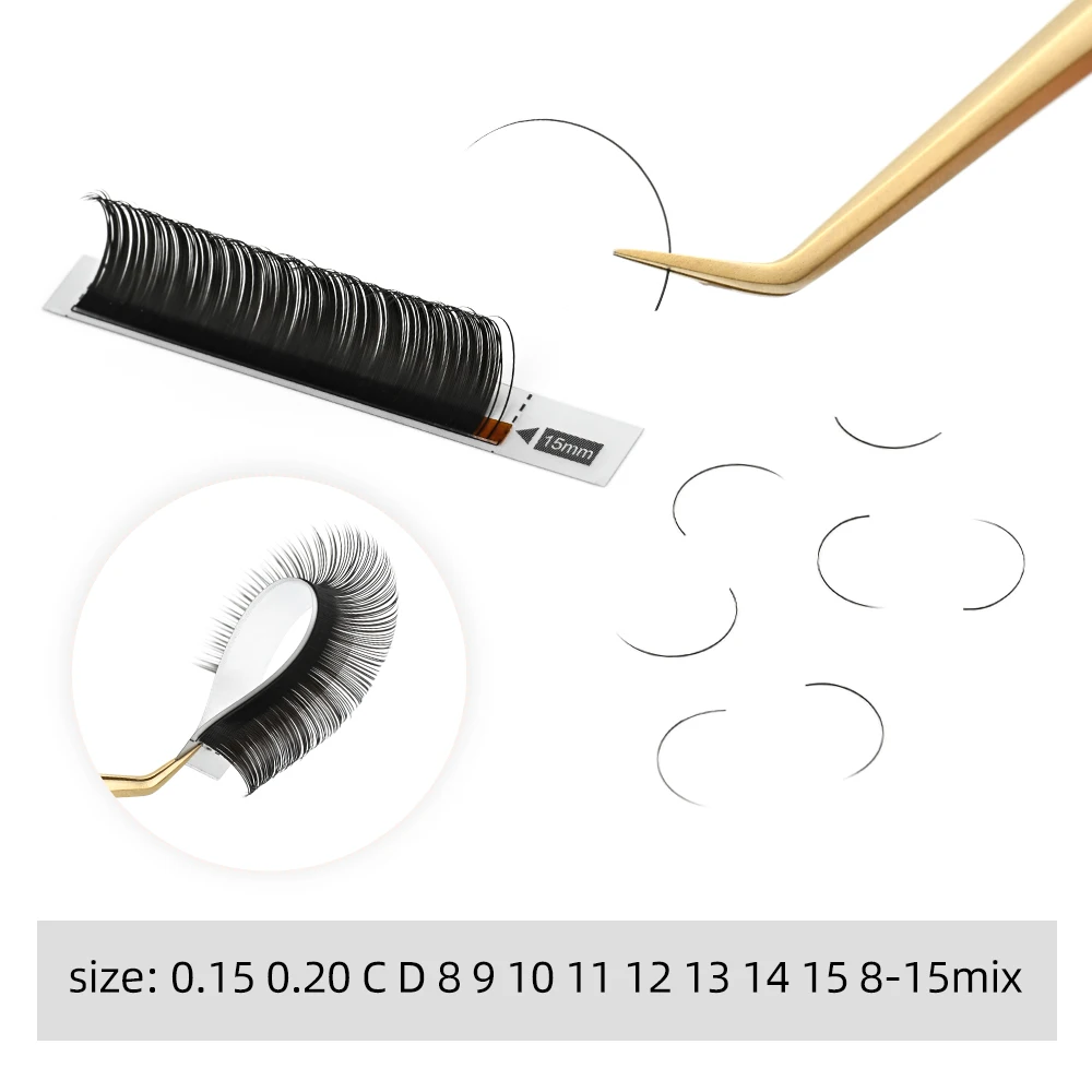 NAGARAKU Flat Ellipse Eyelash Split Tips Matte  Black Brown Color Super Soft Gentle Natural Eyelash Extension Flat Shape Lashes