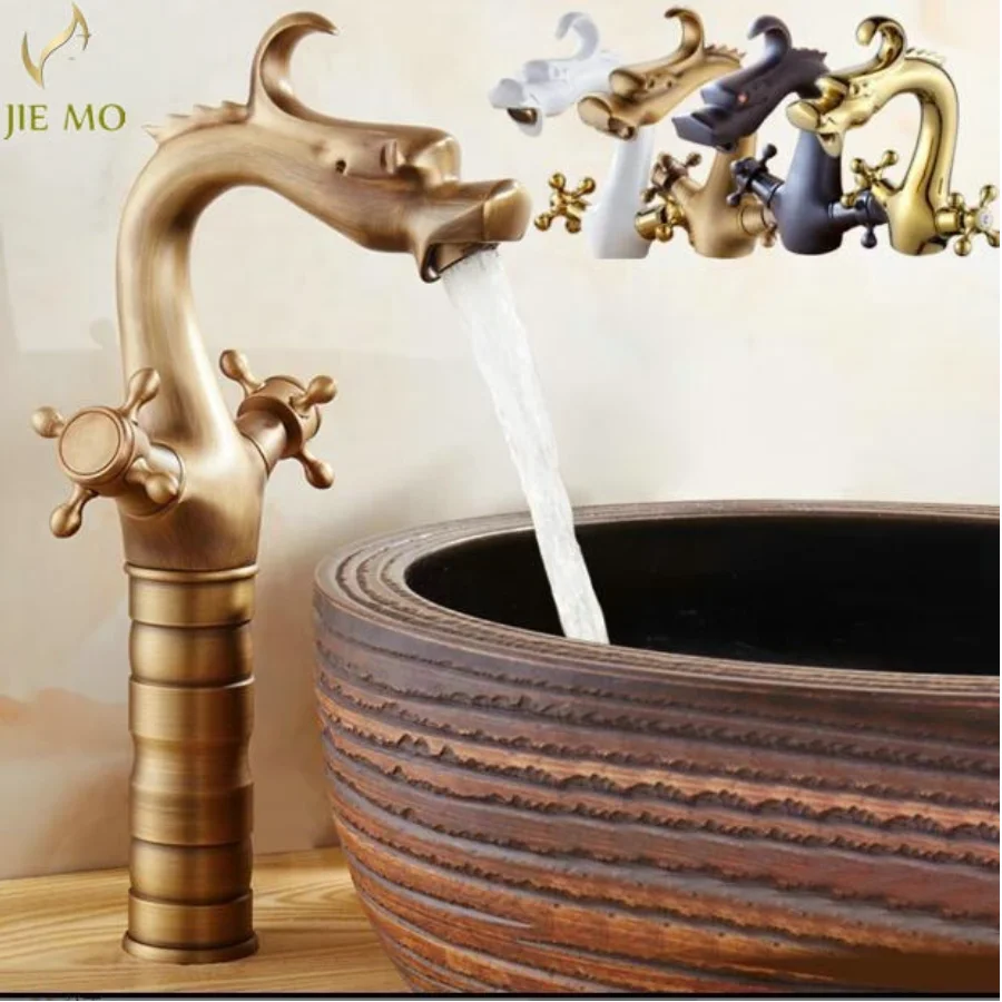 Dragon design bathroom basin sink faucet mixer tap golden color brass hand wash basin toilet faucet JM2589