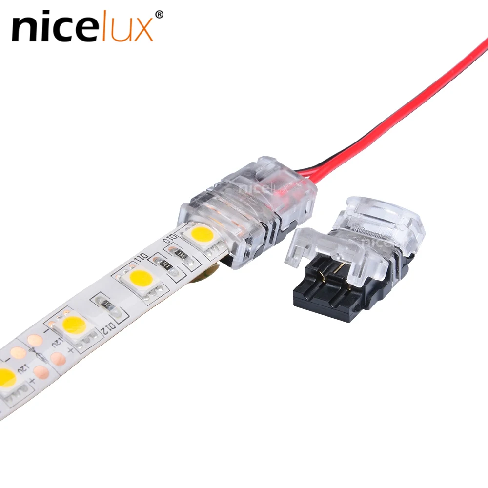 

10pcs 2pin LED Strip to Wire Connector for 10mm Single Color IP65 Waterproof SMD 5050 5630 LED Tape Light Connection Conductor