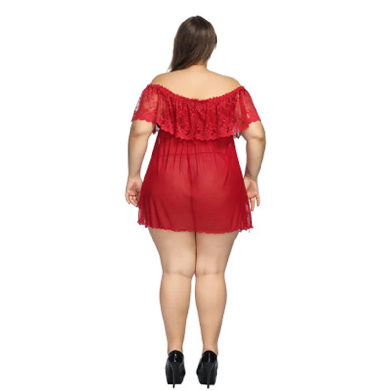 Plus Size 7XL Women\'s Nightgown Sexy Lingerie Lace Sleepwear Nightdress Sexy Underwear Nightwear Lady\'s Mini Dress Hot