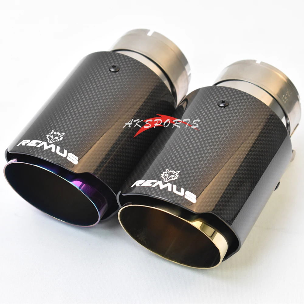 1PC Car Purple Exhaust Straight Flange Glossy Carbon Tail End Tip Golden Stainless Steel Muffler Pipe